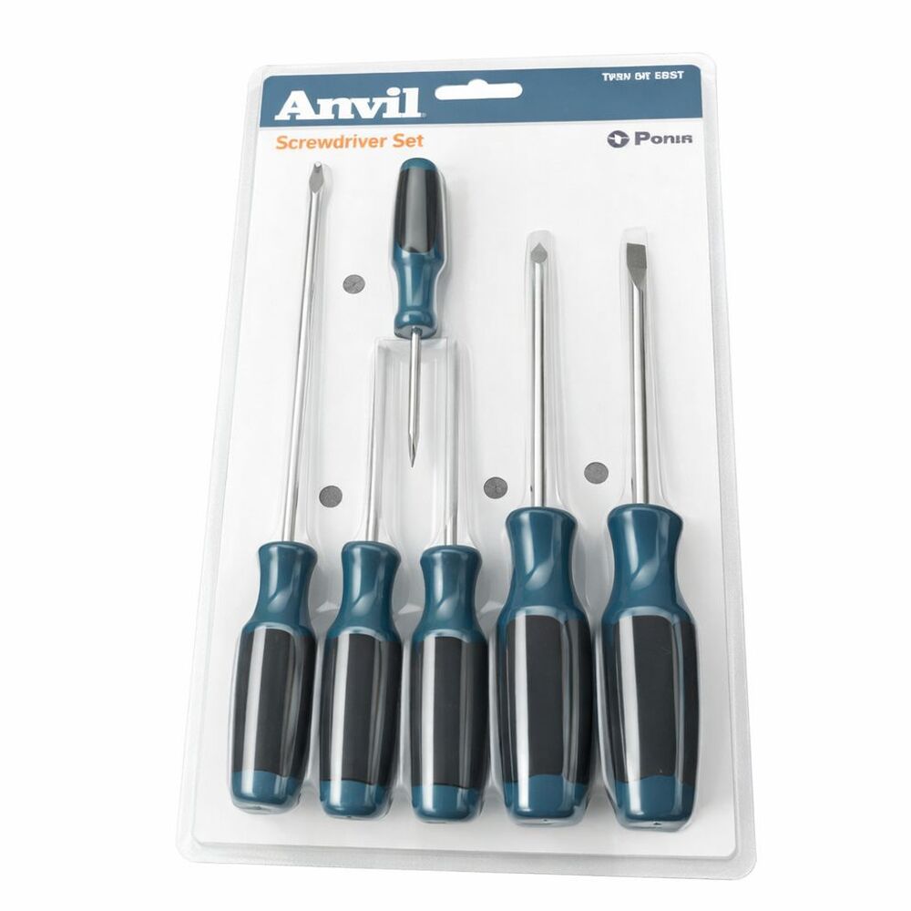 Anvil 6-Piece Screwdriver Set 3 flat-heads and 3 Phillips Brand New Sealed